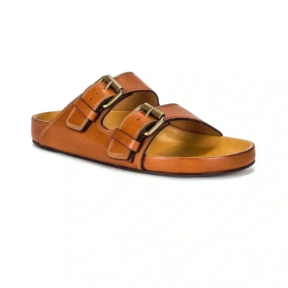 NIB Isabel Marant Folk Laser Lennyo Leather Sandals Cognac Tan Brown 8 1/2 - Picture 1 of 14